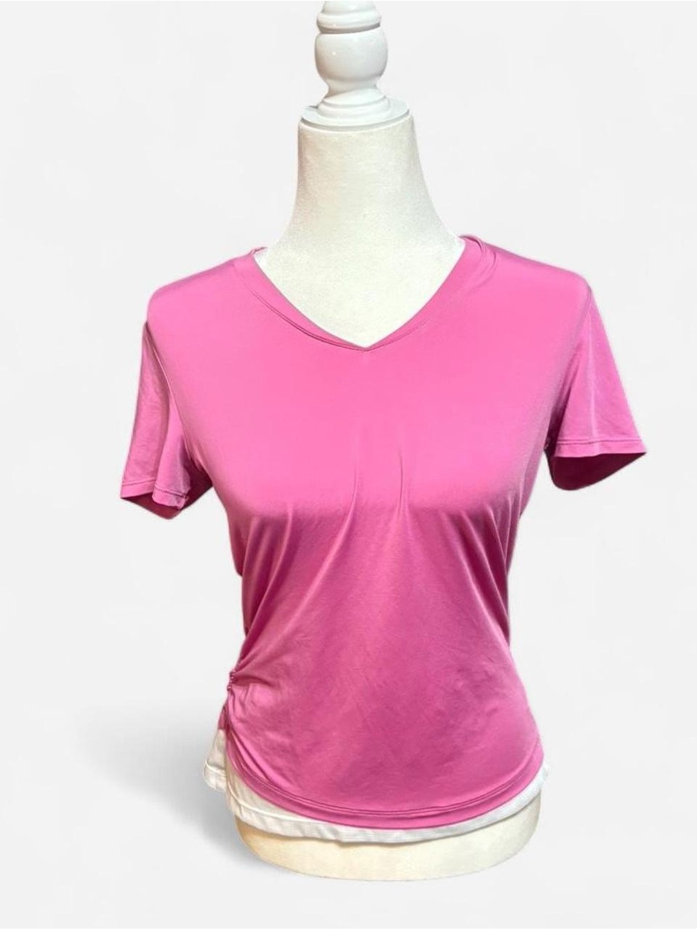 Women's V-Neck Pink Short Sleeve Top - Classic Everyday Tee